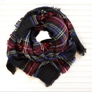 Zara oversized tartan blanket scarf navy combo OS